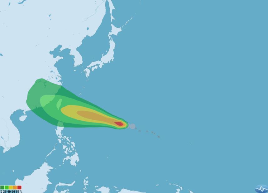 ▲泰利颱風預計13日起就會影響台灣的天氣。（圖／翻攝自中央氣象局）