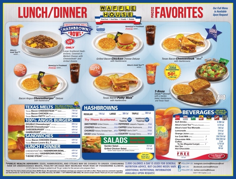 Waffle House 菜單 / 圖片來源:WH官網