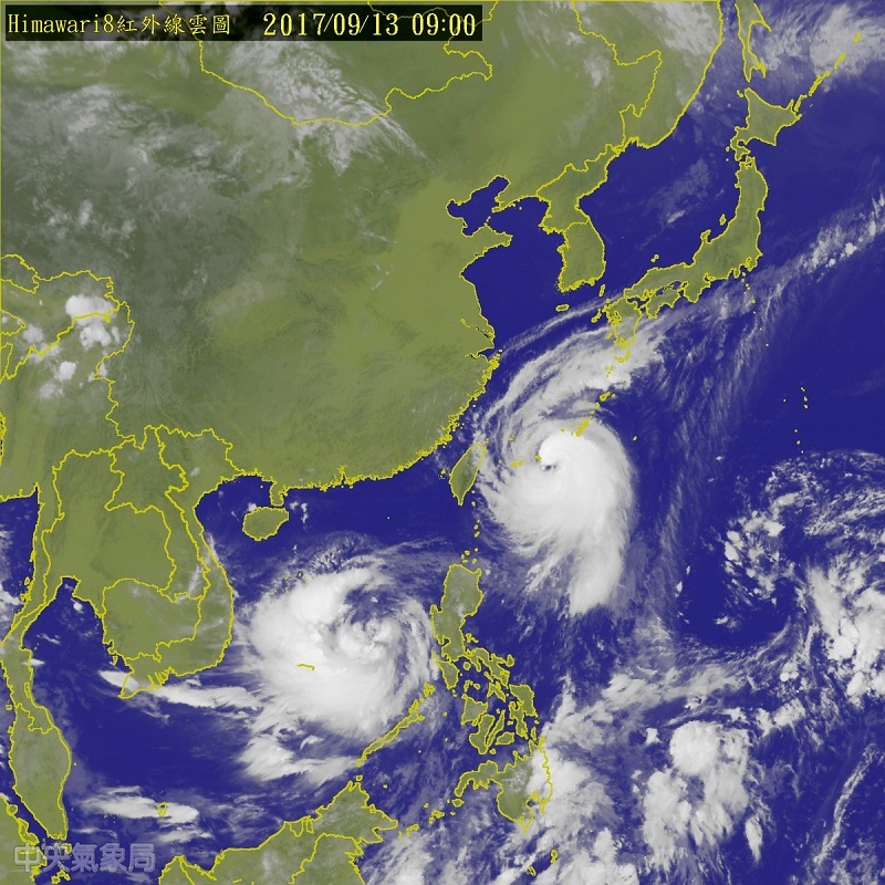 ▲泰利颱風路徑持續北轉，發布陸警機率低。（圖／翻攝自中央氣象局）