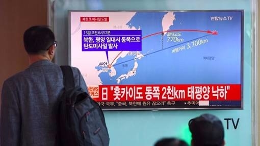 (圖五：9月15日早上6 點6分，北韓又試射飛彈，AFP)