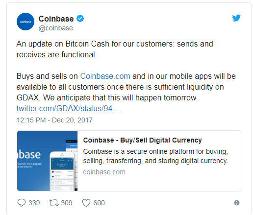 Coinbase的推文