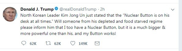 川普針對金正恩的核武按鈕宣稱回應