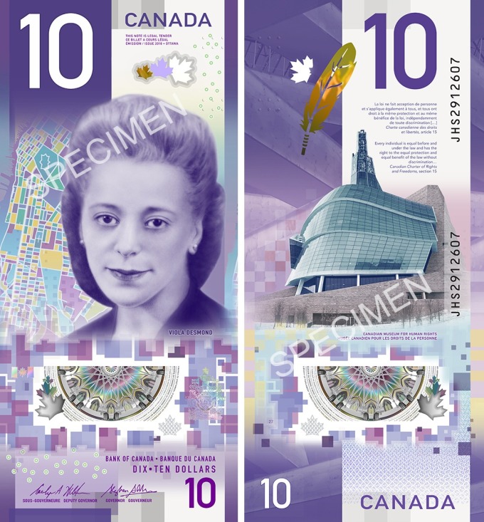 加拿大新10元直立鈔票 / 圖：彭博