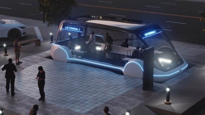 地底電動車廂示意圖 (圖取自Boring Company官網)
