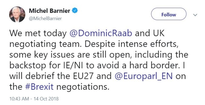 Michel Barnier 推文 / 圖：推特