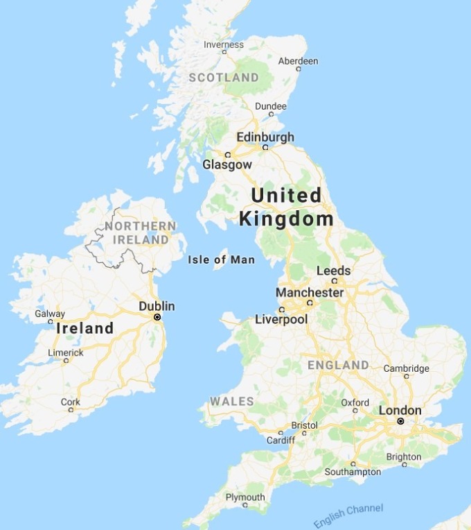 北愛爾蘭與英國地圖 / 圖：谷歌