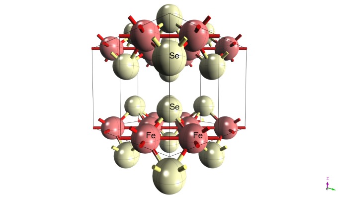 鐵硒超導的原子排列圖。鐵硒形成的二維平面結構中，「鐵的空缺」是超導特性的關鍵產生因素之一。 資料來源│吳茂昆提供