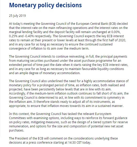 歐洲央行公布利率決策會議決議。(圖：翻攝自歐洲央行官網)