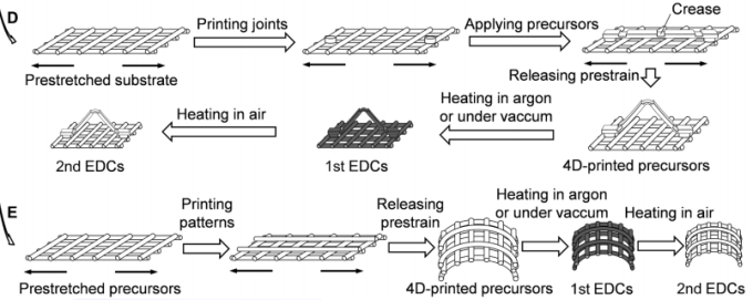 D、E 為兩種 4D 列印的方法 (圖片來源:呂堅教授論文)