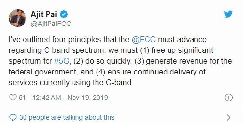 FCC主委表示將釋出大量頻譜公開拍賣（圖片:推特）
