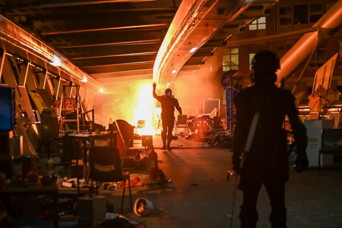 香港理大爆發嚴重警民衝突 (圖片: AFP)