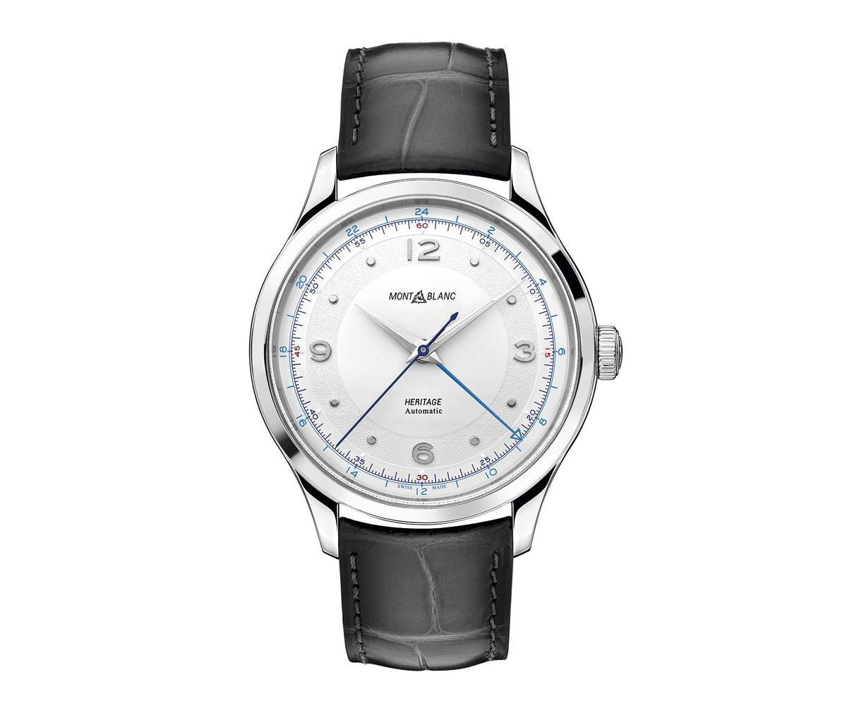 萬寶龍Heritage傳承系列GMT二地時間腕錶，實用的二地時間功能，兼具典雅外型。售價約NT$94,300。