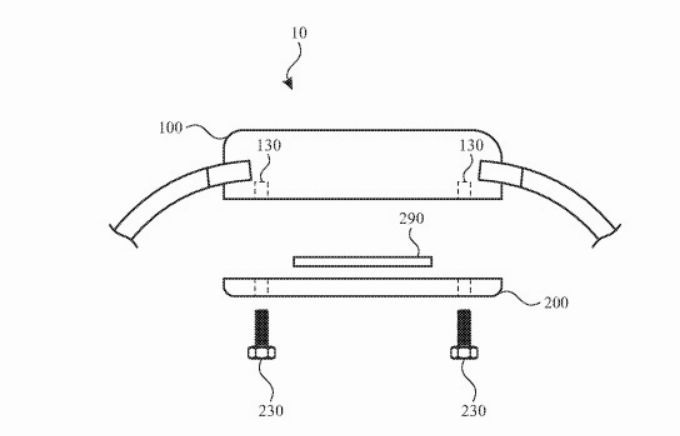使用螺栓將 Apple Watch 模塊固定在手錶背面的示意圖 (圖片:appleinsider)