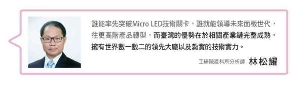 工研院產科所分析師說明臺灣 Micro LED 產業鏈優勢。