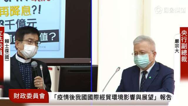 台灣央行副總裁嚴宗大赴立院備詢。(翻攝立法院議事轉播畫面)