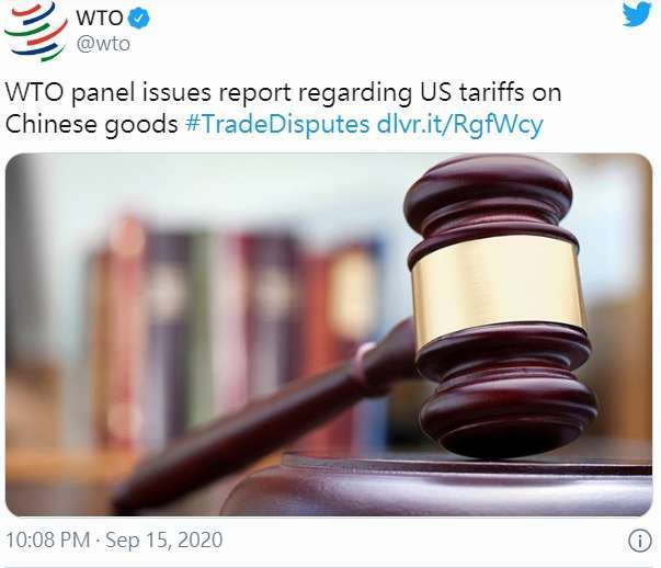 世界貿易組織 (WTO) 裁定，美祭中關稅違反國際規則 (圖片：WTO 推特)