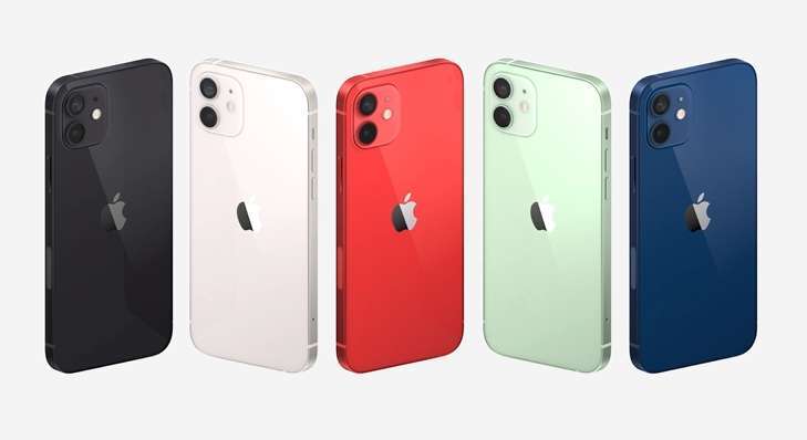 iPhone 12 有五款顏色可供選擇 (圖片：蘋果)