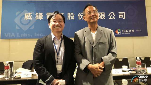 圖右至左為威鋒電子董事長陳文琦、總經理林志峰。(鉅亨網資料照)