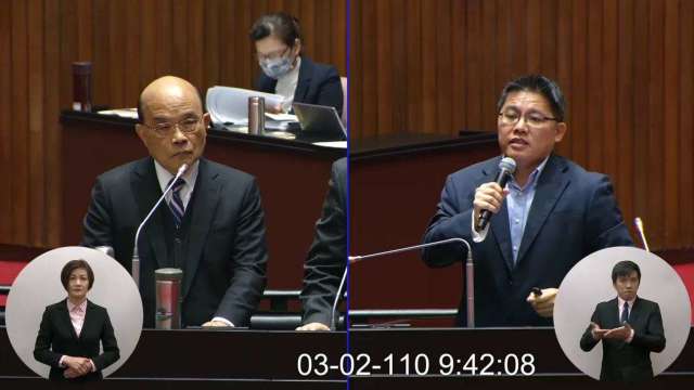 行政院長蘇貞昌今 (2) 日赴立法院施政報告並備質詢。(圖：取自立法院隨選視訊)