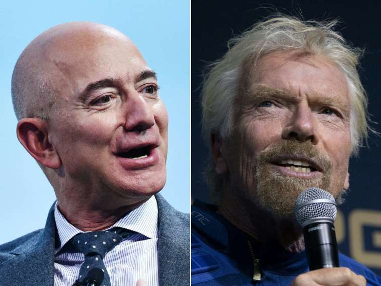 英國億萬富豪布蘭森 (Richard Branson) 本月搶先貝佐斯飛天。(圖片:AFP)
