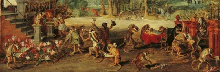 比利時藝術家 Jan Brueghel the Younger 的作品《鬱金香狂熱的諷刺》 (圖片：貝瑞推特)