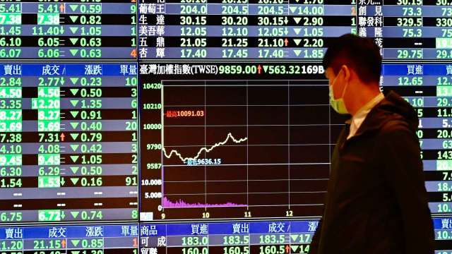 電子股遭賣壓空襲 台股大跌超過250點失守萬八。(圖：AFP)
