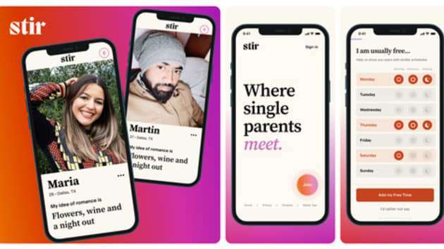 Match 在美國新推出的單身父母專用交友軟體「Stir」。(圖片：Match)
