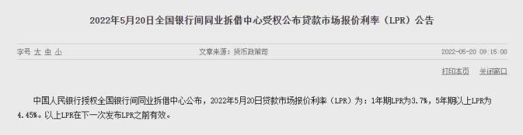 中國人民銀行將 5 年期貸款市場報價利率(LPR)下調 15 個基點。(圖: 中國人民銀行)