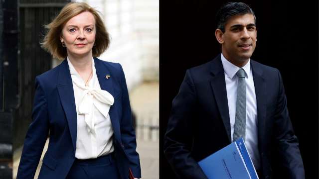 英國首相之爭進入決選階段，由外交大臣特拉斯(左)對上前財相蘇納克(右) (圖:AFP)