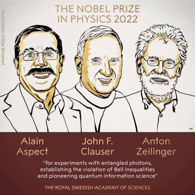 今年諾貝爾物理學獎的三位得主。(圖片來源：擷取自諾貝爾獎臉書)