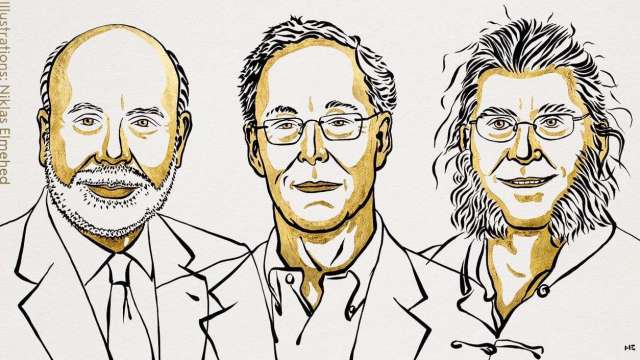 诺贝尔经济学奖揭晓 前Fed主席柏南奇与两美国学者获奖(图片：撷取自诺贝尔奖脸书)(photo:CnYes)