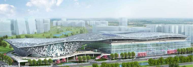 台中國際會展中心未來將提供 2,360 個展覽攤位及 2,200 席的大型國際會議廳，可直接與世界對接。(圖片來源：臺中國際會展中心網站)