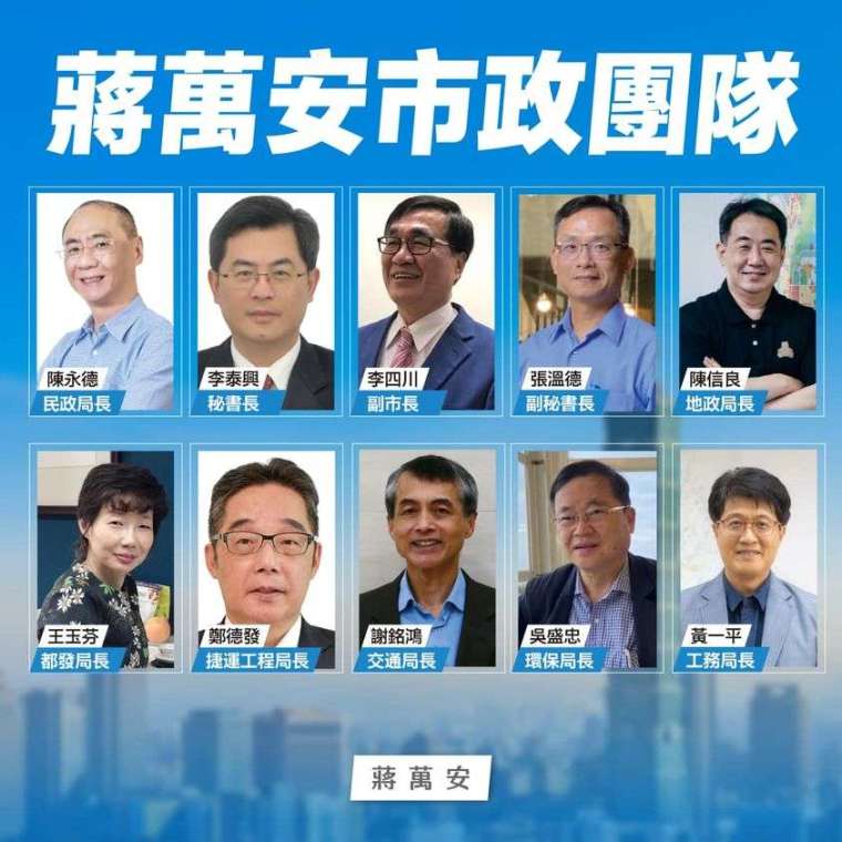 蔣萬安首波市政團隊名單出爐。(取自蔣萬安臉書)