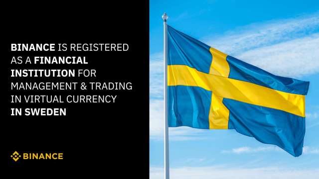 幣安獲瑞典金融監管局批准 加密貨幣服務涵蓋歐盟七國（圖：幣安）