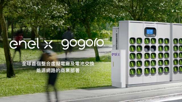 Gogoro攜手Enel X 虛擬電廠和電池交換能源網路技術商轉。(圖：gogoro提供)