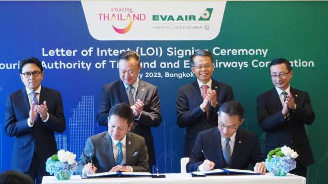 長榮航與泰國觀光局於曼谷簽署合作意向書。(圖：長榮航提供)