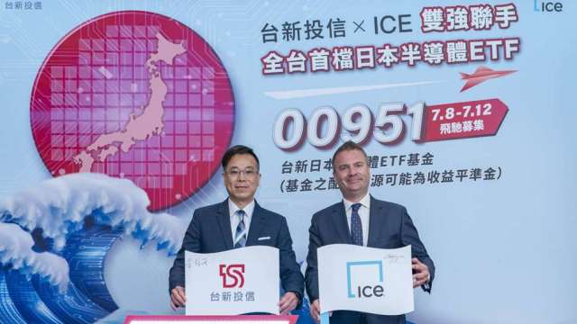 左起台新投信總經理葉柱均、ICE 亞太區執行副總裁 Magnus Cattan。(台新投信提供)