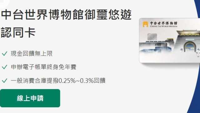 合庫今發行「中台世界博物館御璽認同卡」 首刷2999元即送300元。（圖：合庫銀行網站）