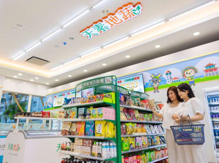 7-ELEVEN蔬素食品牌「天素地蔬」已開發超過300種商品、複合店店數逾180家。(圖：統一超提供)