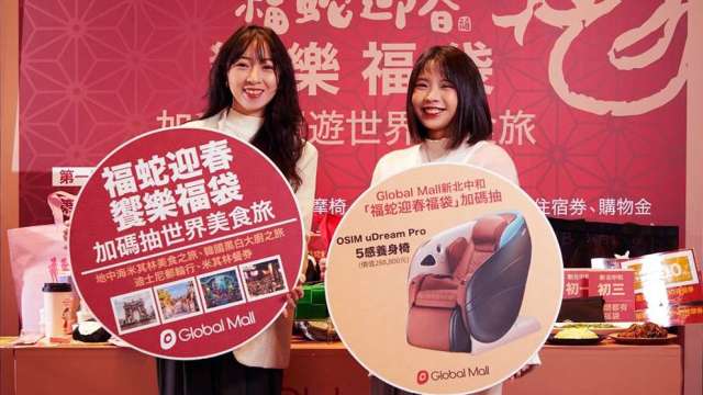 Global Mall春節檔期開跑 春節卡有利祭最高回饋8% 會員限定享滿額抽萬元飯店住宿券。(圖:Global Mall提供)
