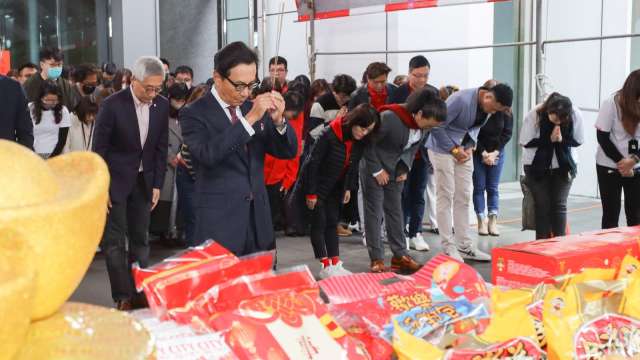 富邦媒誓師儀式，由董事長蔡明忠主持。(圖：富邦媒提供)