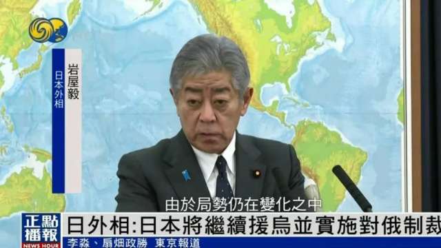 日本外相岩屋毅。（圖：鳳凰衛視）