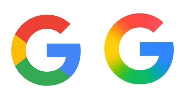 Google標誌舊(左)新(右)對比圖。(圖:截自Google App)