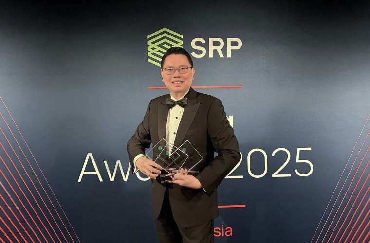 凱基證券榮獲2025年度SRP亞太三項大獎,由財富管理處主管阮建銘代表領獎。