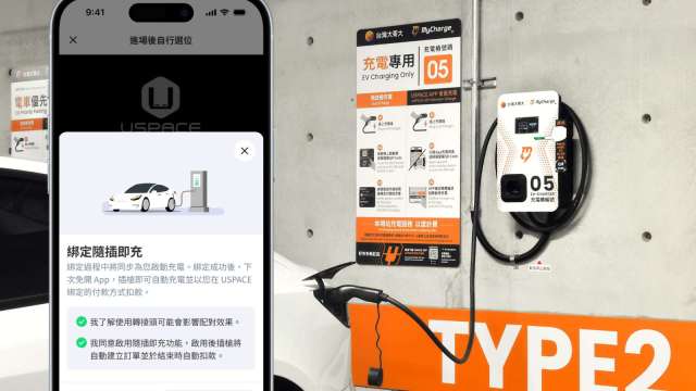 台灣大MyCharge AC充電站啟用「隨插即充」服務,估2025年減碳25萬噸。(圖:台灣大提供)
