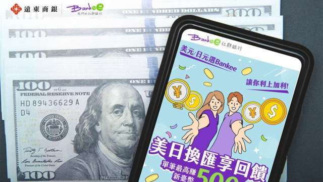 台幣好強換匯超甜!用Bankee換美元日幣 單筆最高賺500元回饋。(圖/Bankee提供)