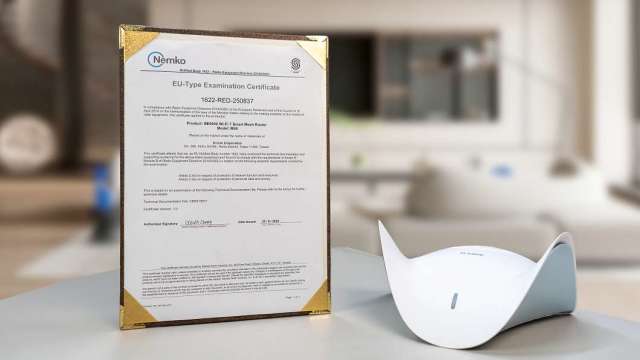 友訊新一代Wi-Fi 7路由器M95 全台率先通過歐盟EN 18031 資安認證。(圖：友訊提供)