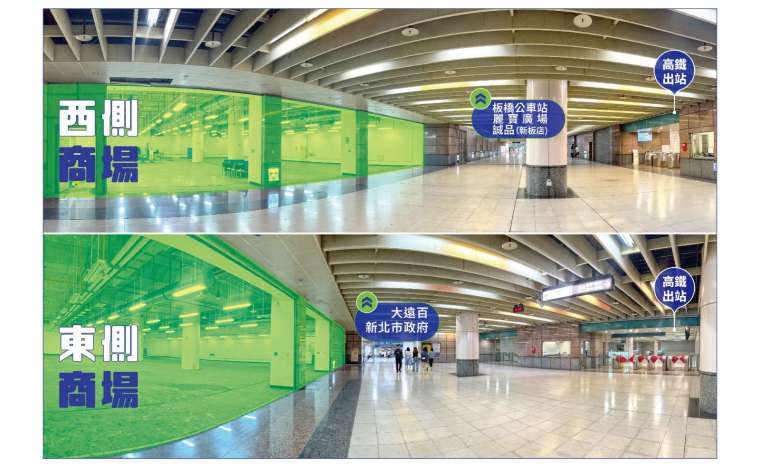 板橋車站大樓地下一層東、西兩側商業空間建物租賃案-基地位置圖。(圖：第一太平戴維斯提供)