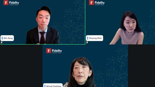 富達國際日本投資長鹿島美由紀(下)與日本價值基金經理曾敏前(左上)。(網路截圖)