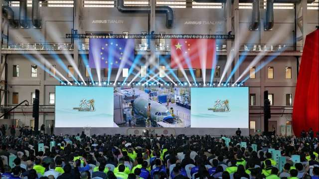 空中巴士天津再擴產能,第二條A320總裝線啟用。(圖:界面新聞)